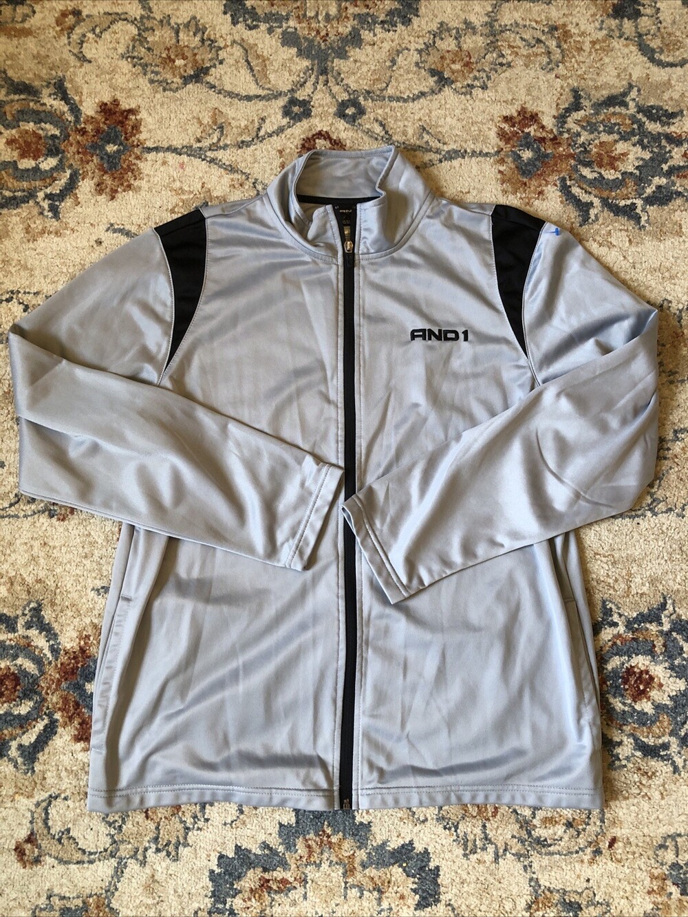 AND1 Jacket Mens Size Large Gray Full Zip Long Sleeve Pockets